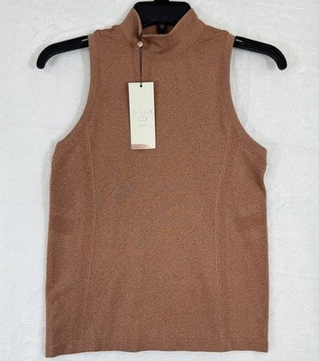 Calia XS Top Seamless Workout Sleeveless Mock Neck Dark Orange Women Gym NWT
