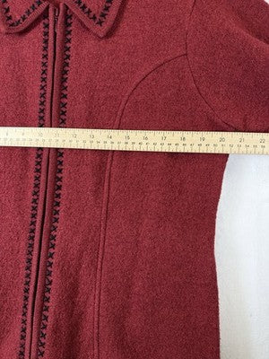 Icelandic Design Wool Jacket Medium Red Full Zip Womens