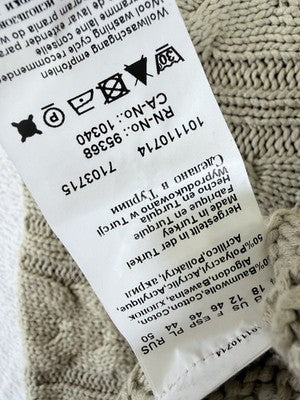 Olsen Europe Sweater 12 Cowl Neck Short Sleeve Beige Cable Knit Womens