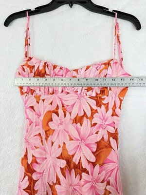 Saint Secrets Dress XS Maxi Sleeveless Pink Floral Twist Back