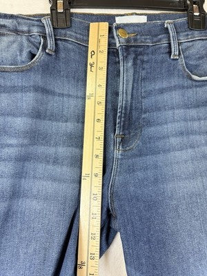 Frame Le High Straight Jeans 33 Denim Blue Womens