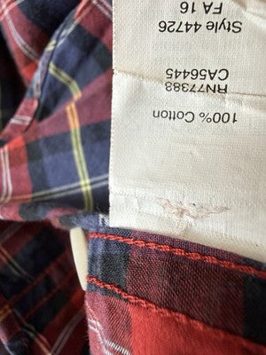 J Crew Shirt Mens Large Red Blue Plaid Button Down Long Sleeve Cotton