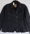 Gap Denim Jacket Women Large Petite Jean Peplum Black Wash New NWT