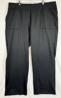 Lands End Active Pants 3X Workout Sport Knit Black Plus Size Womens