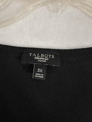 Talbots 3X Tops Long Sleeve Cotton Knit Blouse Black Plus Size Womens Top