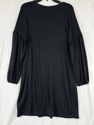 Gap Dress Large Petite Black Softspun Ballon Sleeve Jersey Knit Womens
