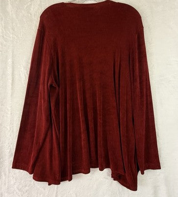 Bettina Riedel Cardigan Large Red Acetate Spandex Slinky Travel Womens