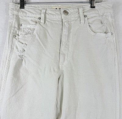 Amo Bella Jeans 30 Ivory White Oak Denim Raw Hem Womens