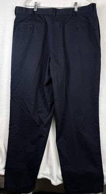 LL Bean Pants 38x32 Natural Fit Blue Mens Pleated 100% Cotton Khaki Chinos