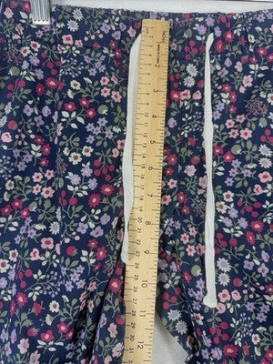 J Crew Pajama Pants XS Womens Blue Floral 100% Cotton Poplin Drawstring