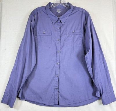 Cabelas Womens Shirt Utility XL Purple Long Sleeve Buttton Up Top