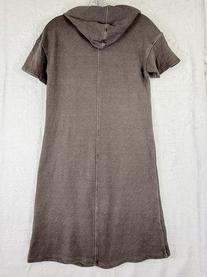 Toad And Co Dress Small Epique Hemp Brown Knit Hooded Short Sleeve New NWT