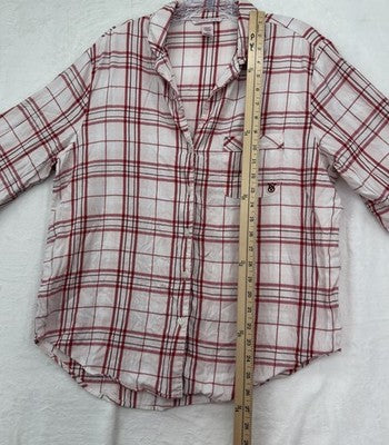 Victoria’s Secret Pajama Top Medium Button Up Long Sleeve Shirt Women Pink Plaid