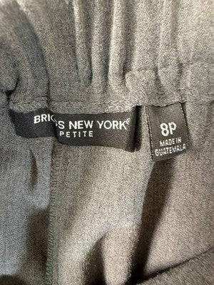 Briggs New York Pants 8 Petite Back Elastic Waist Gray 8P Pull On Womens