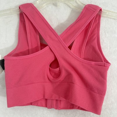 Avia Zip Front Sports Bra Small Pink Medium Support Womens NWT