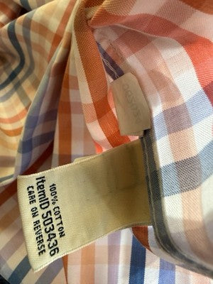 LL Bean Womens XL Shirt Wrinkle Free Pinpoint Oxford Button Up Plaid Long Sleeve