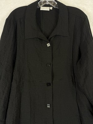 Habitat Clothes To Live In XL Jacket Black Artsy Art To Wear Lagenlook Womens