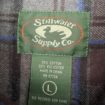 Stillwater Supply Co Flannel Shirt Mens Large Gray Plaid Long Sleeve Button Down
