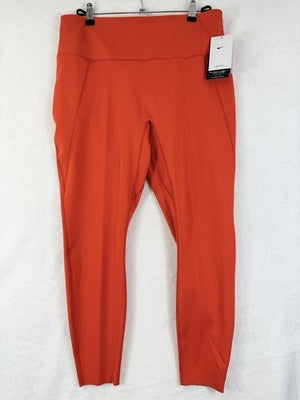 Nike Universa Leggings XXL Womens High-Waisted 7/8 No Front Seam Orange New NWT
