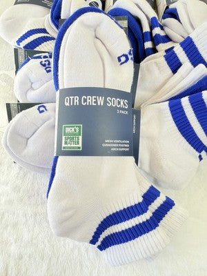 DSG Quarter Crew Socks Large Mens 8-13 White Blue Lot 21 Pairs Dicks New NWT