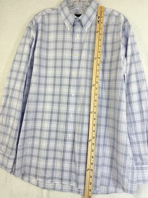 Jos A Bank Traveler Shirt Large Traditional Fit Blue Plaid Button Down Up