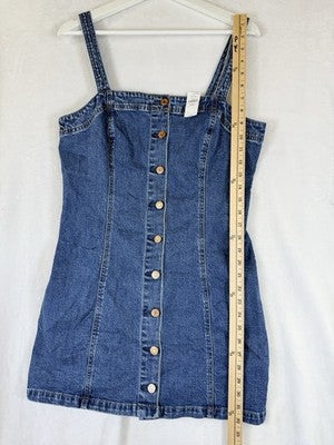 Gap Denim Mini Dress Medium Petite Womens Blue Jean Button Front Strapless New