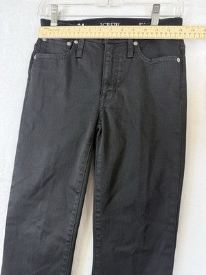 J Crew 9” Demi Boot Crop Jeans 24 Black Denim Womens Raw Hem