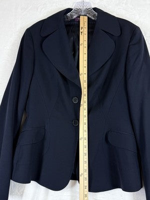 Escada Blazer Womens 38 Navy Blue Jacket Wool 2 Button