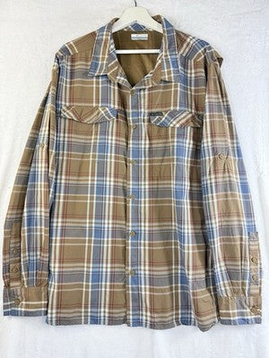 Columbia Shirt Mens 2XL Omniwick Lightweight Long Sleeve Plaid Fishing Button Up