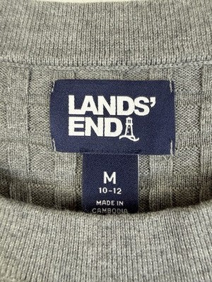 Lands End Sweater Medium Gray 3/4 Sleeve Womens