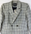 J Crew Devon Blazer Women 6 Green Plaid Double Breasted Wool Stretch Italian New