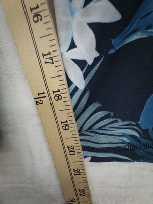 Xersion 3X Leggings Capri High Rise Blue Floral Plus Size Womens Workout New NWT