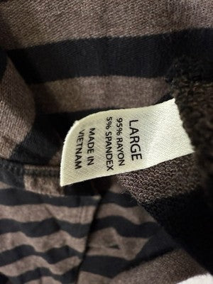 Soma Cardigan Large Soft Black Brown Striped Womens Loungewear Travel