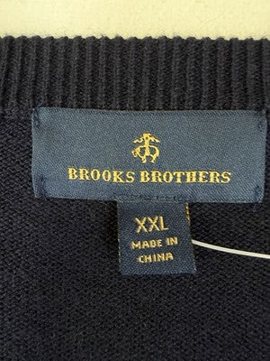 Brooks Brothers Sweater XXL Men Navy Blue Crew Neck Cotton Cashmere Ducks