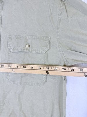 LL Bean Sunwashed Canvas Shirt Small Mens Button Up Traditional Fit Green