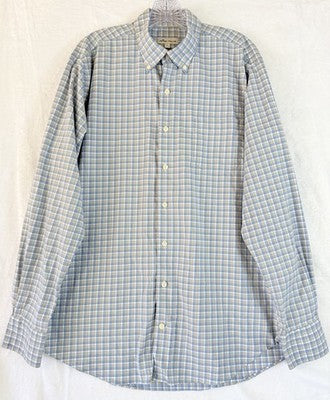 Peter Millar Large Button Down Shirt Blue Plaid Long Sleeve