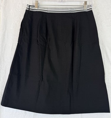 Talbots A Line Skirt 6 Black Tie Belt Cotton Stretch Womens
