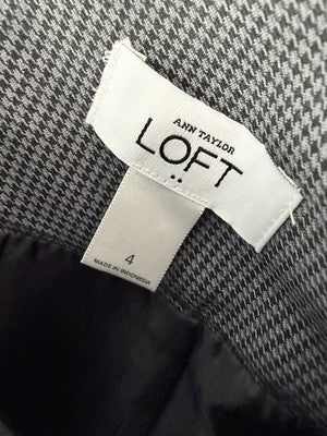 Ann Taylor Loft Skirt 4 Short Gray Black Houndstooth Womens