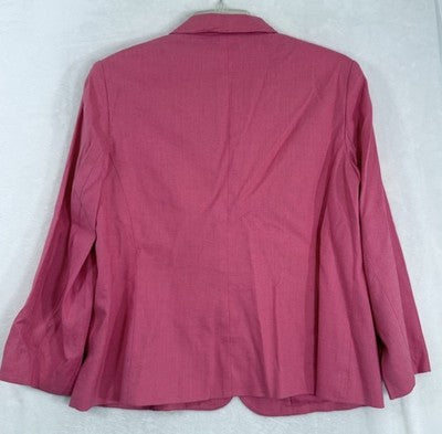Vintage Talbots 14 Petite Jacket Linen Blend Pink Womens 14P Blazer Italy