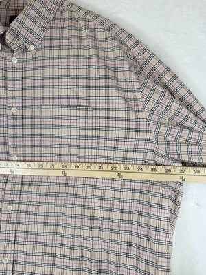 Gap The Big Shirt Women Large Oxford Button Up Down Pink Plaid Long Sleeve Top