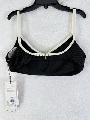 Calia Swim Top XS Strappy Black White Bikini Ribbed Textured New NWT