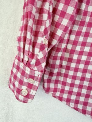 J Crew Flannel Shirt Women Pink XS Gingham Button Up Tops Long Sleeve