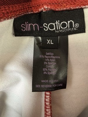 Slim Sation Pants XL Red Tartan Plaid Multiples Pull On Womens Slimsation