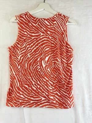 Alexandra Bartlett Sweater Large Sleeveless Red Animal Print Womens Tops