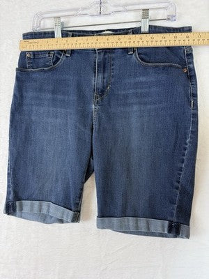 Levis Bermuda Shorts Women 14 32 Blue Levi Strauss Signature Roll Cuff