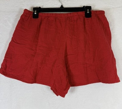 Gap Cotton Gauze Shorts Medium Pull On 4” Red Pockets Womens New NWT