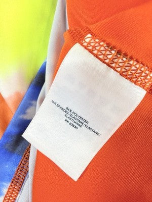 Lands End Rash Guard Boys Large Long Sleeve Swim Shirt Orange Tie Dye Kids