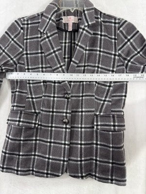 Laurie Felt Size 6 Jacket Gray Plaid Wool Blend Blazer Womens Soft