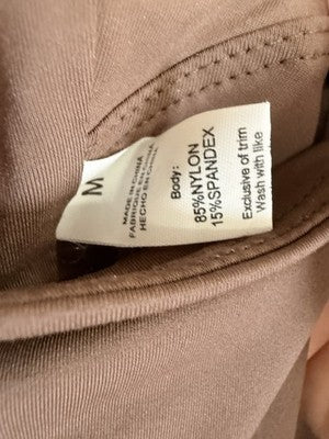 Qinsen Bodysuit Medium Womens Brown Long Sleeve Square Neck