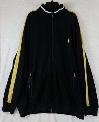 Polo Ralph Lauren 2XL Men Track Jacket Black Yellow Full Zip 2XB Performance